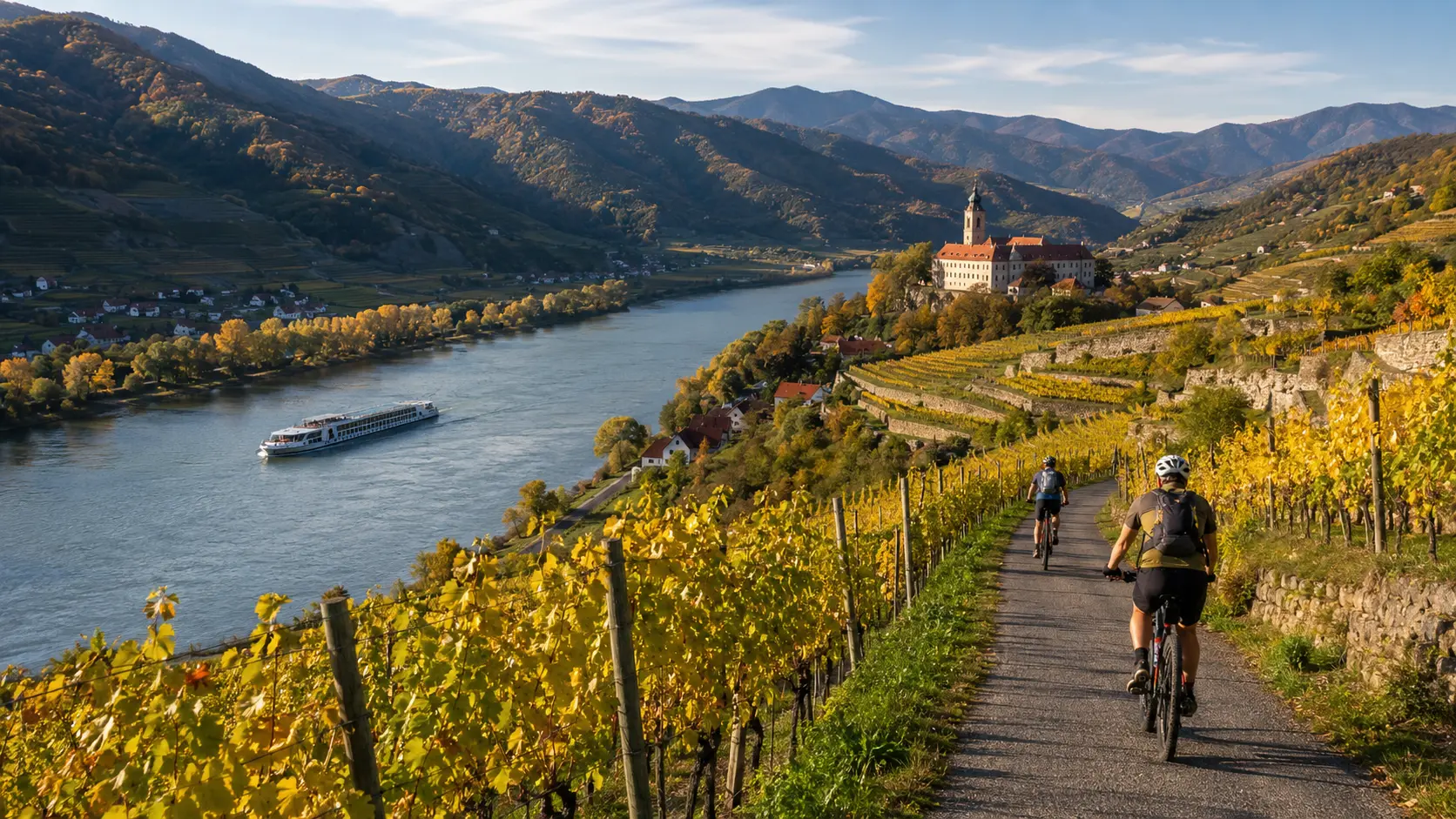Österreichische Landschaft mit Bergen und weitem Tal